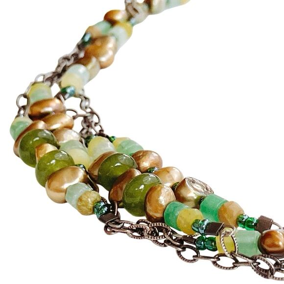 Silpada N1683 Sterling Silver Green Pearl Adventurine Jade Multi-Strand Necklace - Picture 4 of 11